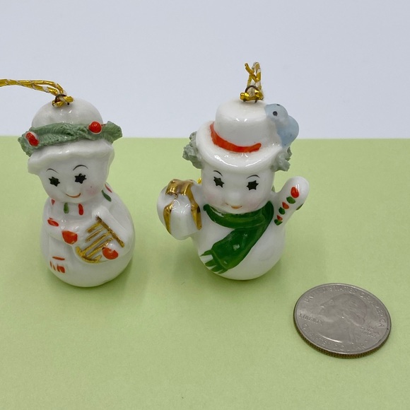 Vintage Mini Bone China Starry Eye Christmas Snowman Figurines - Picture 4 of 15